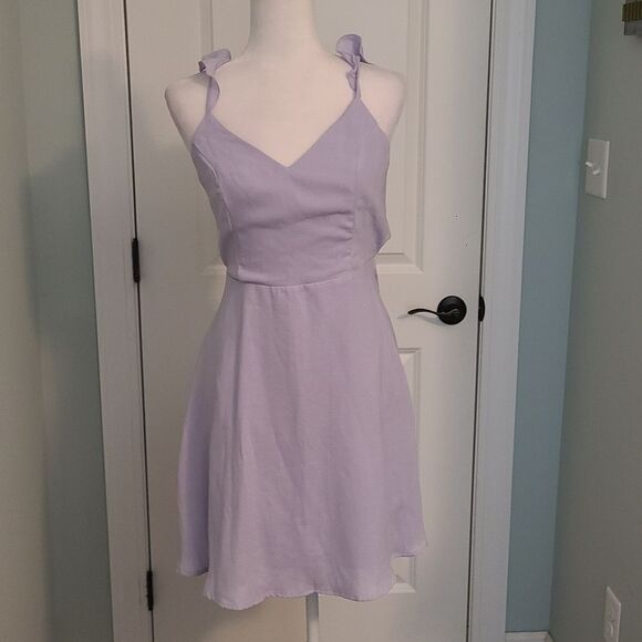 Shein Lavender Ruffle Strap Tie Back Cocktail Dress - Picture 3 of 10